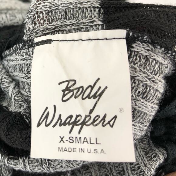 Body Wrappers Black Gray Striped Rib Knit Ruched Side Fitted Shirt Top Size XS - Picture 7 of 8